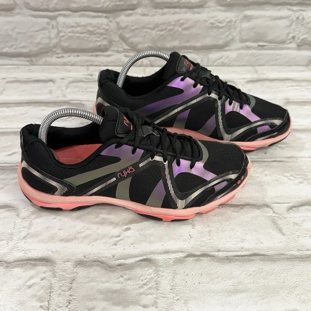 Ryka Influence Cross Training Athletic Shoes Black Pink Woman's 9.5 W‎ Nice!!
